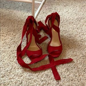 Red Lulus Wrap Heels